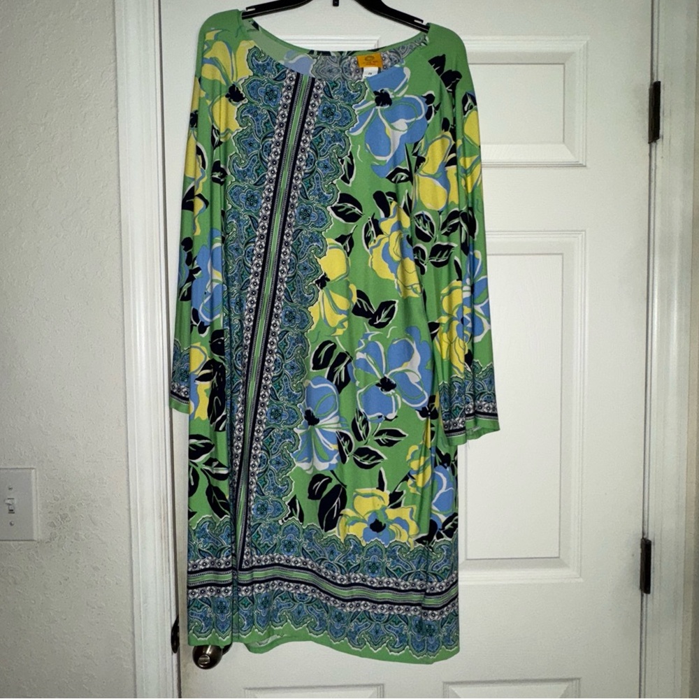 Ruby Rd. Green Floral Long Sleeve Dress
